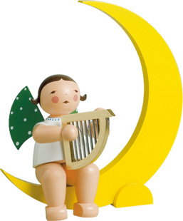 771/14b, Engel met harp, zittend op de maan, groot