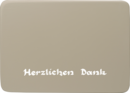 Sockel1/HD/sg, Beschreven sokkelplaat, zilvergrijs, „Hartelijk dank“