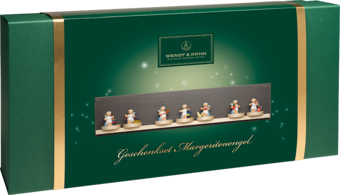 634/SET/1/d, Set wandplankje met margrietengelen, 7 figuren