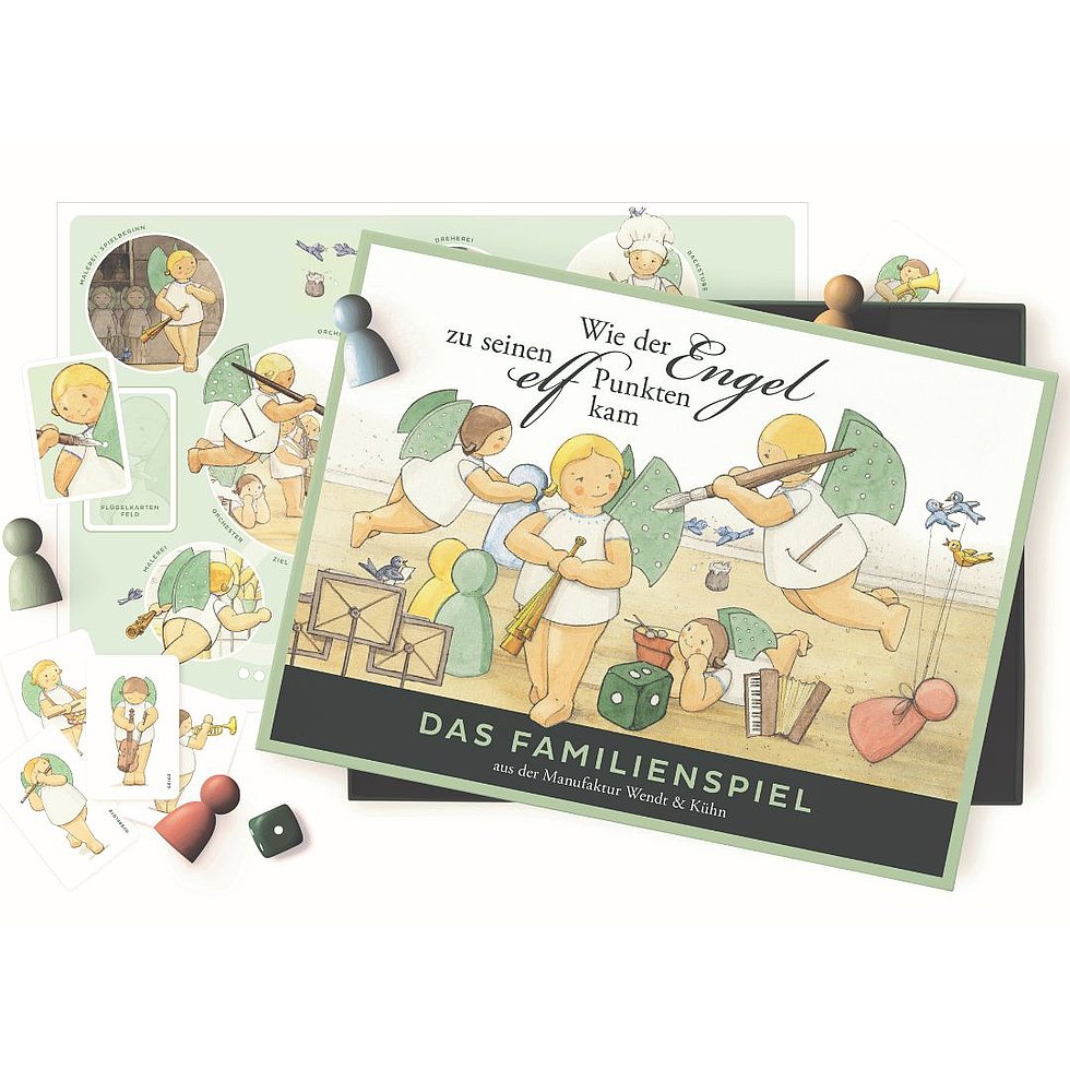 Brettspiel mit Engel-Motiv und Spielfiguren 
