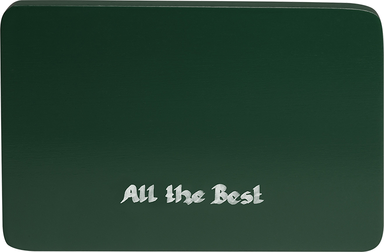 Sokkelplaat met persoonlijke boodschap, groen, "All the Best" ("Al het beste")