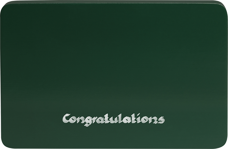 Sokkelplaat met persoonlijke boodschap, groen, "Congratulations" ("Gefeliciteerd")