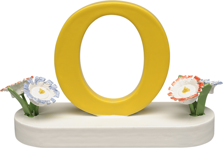 Letter O, met bloem