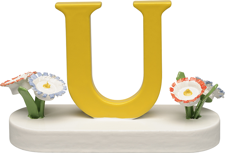 Letter U, met bloem
