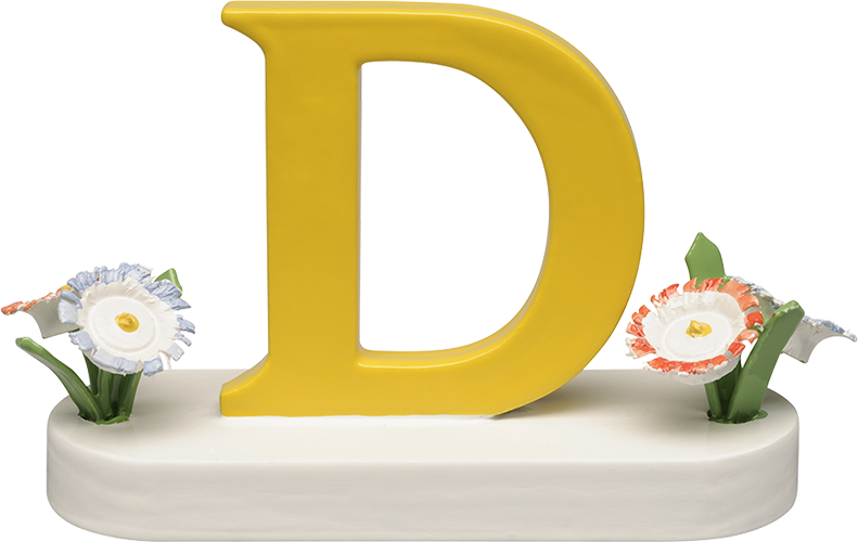 Letter D, met bloem