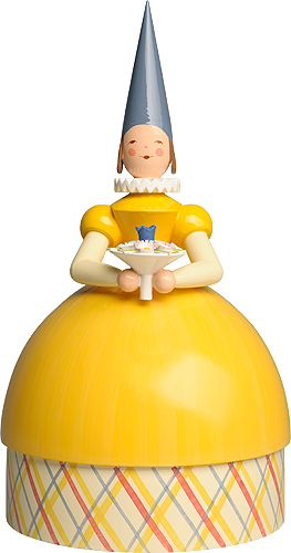 Chique prinses met hoepelrok, gele jurk