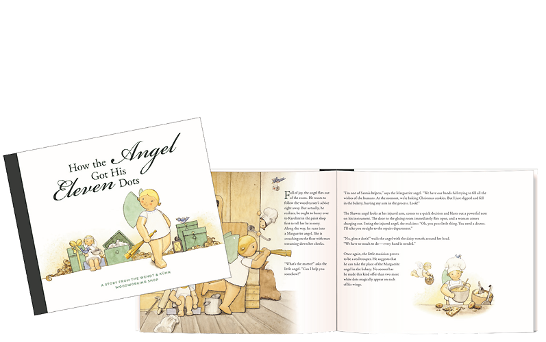 Boek 'How the Angel Got His Eleven Dots' (Hoe de engel aan de elf stippen kwam), Hardcover, 32 bladzijden, in kleur geïllustreerd, voor lezers van 5 tot 99 (in het Engels)