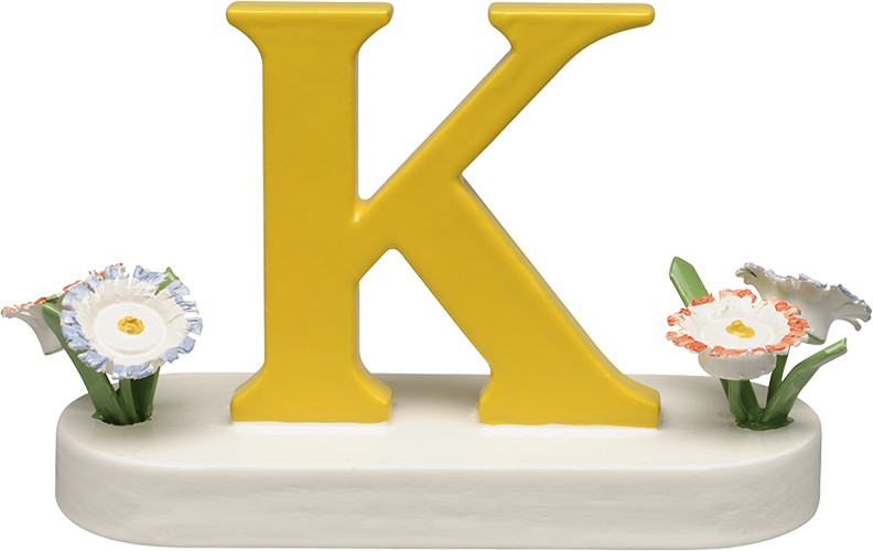 Letter K, met bloem