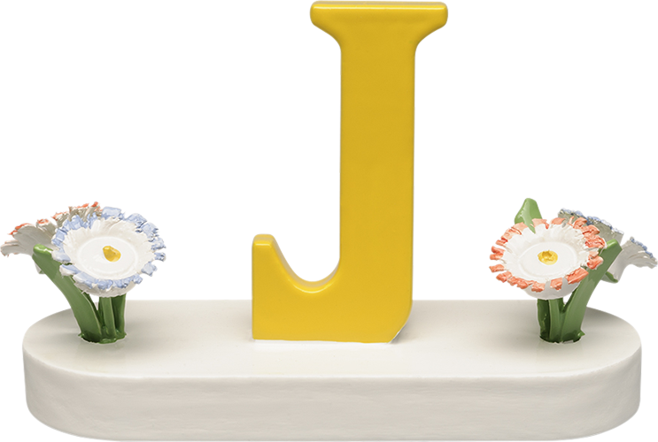 Letter J, met bloem