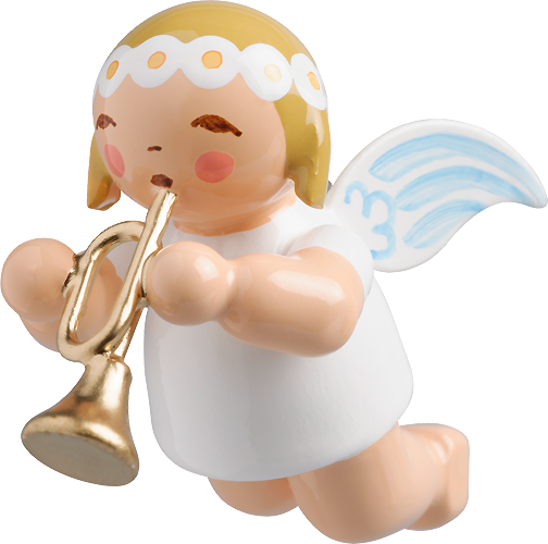 Zwevende engel, klein, met trompet