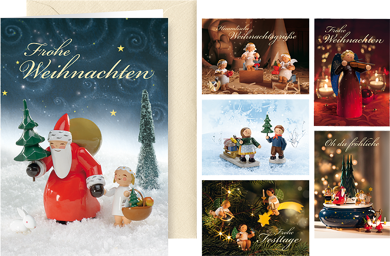 Wenskaartserie "kerstgroet", met enveloppen, 6 kaarten, 6 motieven