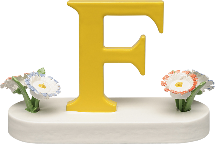 Letter F, met bloem