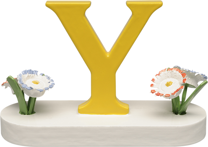 Letter Y, met bloem