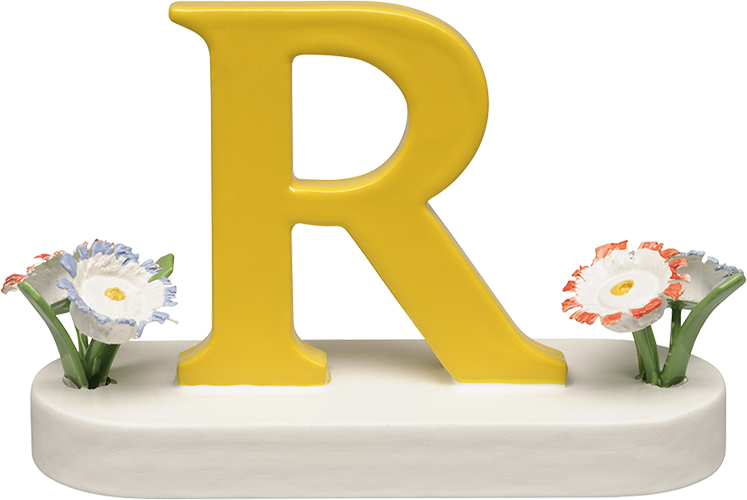 Letter R, met bloem