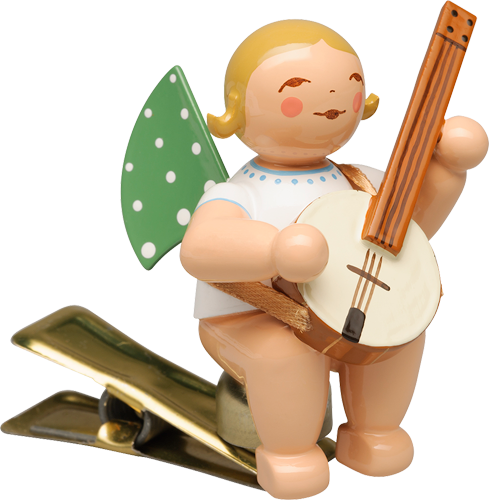 Engel met banjo, op een klem