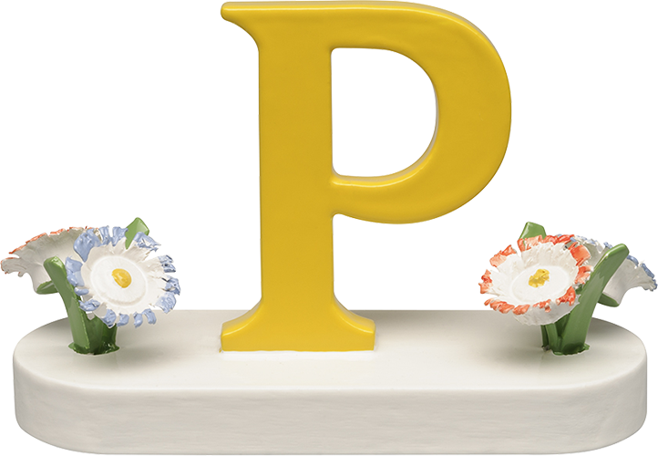 Letter P, met bloem