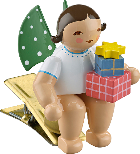 Engel met cadeautjes, op een klem